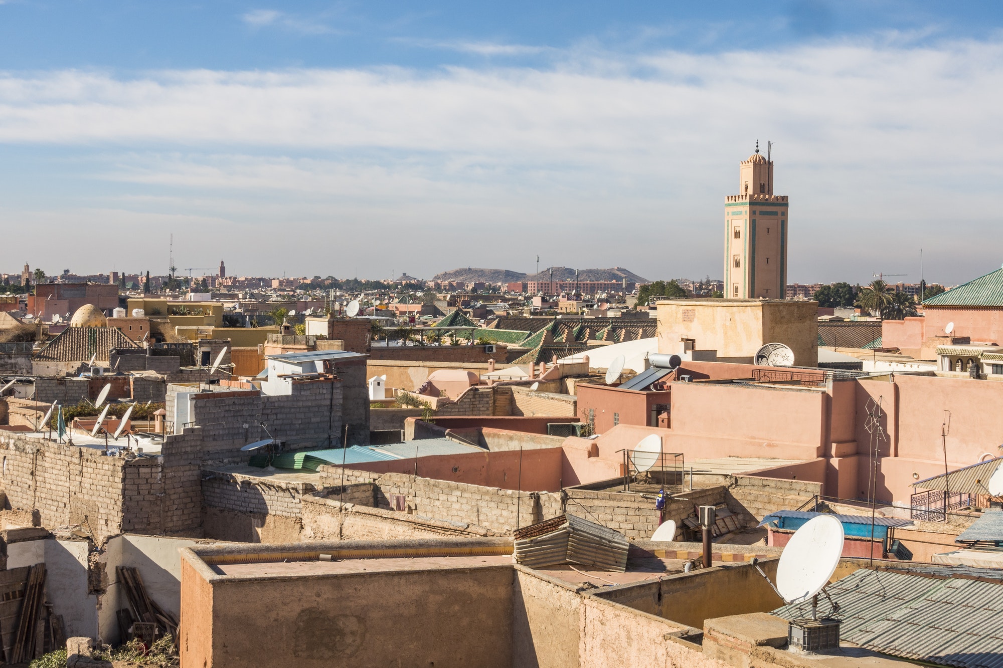 Beautiful Marrakech city skyline, Medina region, and Marrakech-Safi region in Morocco