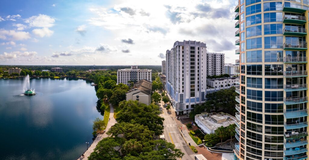Beautiful shot of Lake Eola Park in Downtown Orlando, Florida
