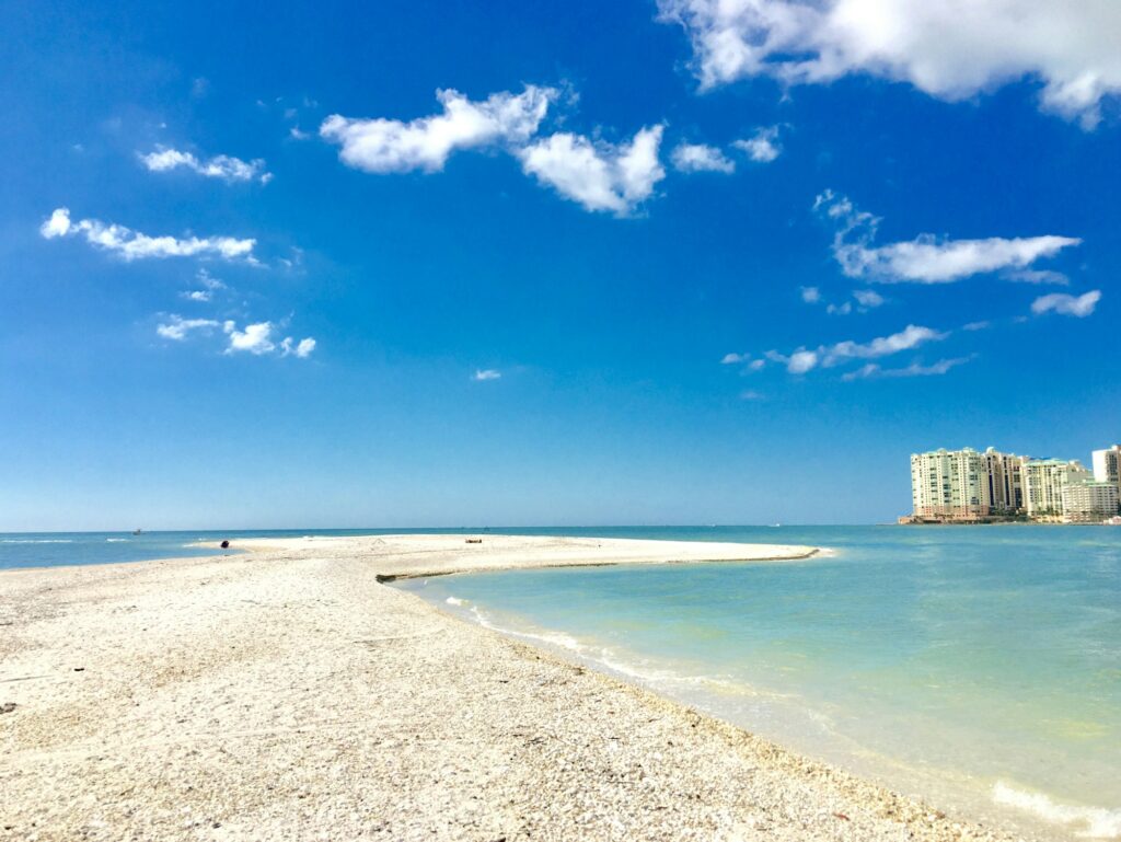 Blue sky meets ocean. The incredible view from a sand bar in Caxambas Bay, Marco Island, Florida